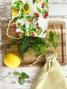 Reusable Linen Produce Bags, Drawstring Sack for Fresh Herbs, Greens, Lettuce, and Vegetable Storage, Sustainable Homestead Eco Kitchen Gift - Etsy