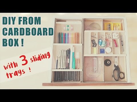 3 Level Cardboard Desk Drawer Organizer with Sliding Trays Recycle DIY