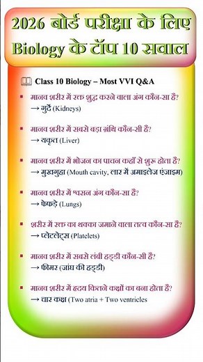 Class 10 Biology 2026: Science Exam में 100% आने वाले सवाल