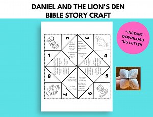 Daniel and the Lions Den Bible Story Activity, Sunday School Craft, Fortune Teller, Cootie Catcher, Printable Paper Craft - Etsy