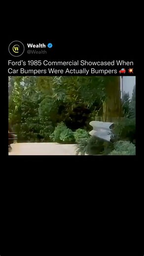 Wealth on Instagram: "In 1985, Ford released a commercial that reminded drivers what bumpers were really meant to do. 🚧 The campaign featured the Ford Escort’s “5 mph bumpers,” thick, energy-absorbing bars engineered to handle low-speed impacts without damage. To demonstrate their strength, the car was shown gently bumping shopping carts, poles, and barriers, all without a scratch. It wasn’t about aesthetics, it was about function. These bumpers were built to protect, not just to look good. And