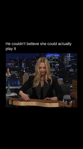 Songs Pill on Instagram: "Amanda Seyfried delivers a quiet, iconic moment on The Tonight Show Starring Jimmy Fallon as she performs California by Joni Mitchell on the dulcimer. The performance feels stripped-back and personal, allowing the song’s warmth and nostalgia to shine through without distraction. Her gentle vocals paired with the soft, ringing tones of the dulcimer create a calming, almost timeless atmosphere. Instead of a flashy cover, it feels like a heartfelt tribute one that pulls li