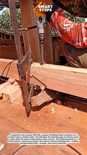Power Drill Mortise Hack for Timber Frame Joinery | Smart Carpenter Trick