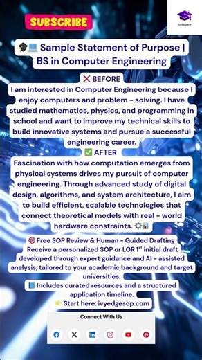 🎓💻 Sample Statement of Purpose | BS in Computer Engineering #computerengineering