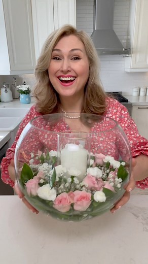 3.5M views · 59K reactions | Summer Floral Creation  DIY Easy to create this beautiful floral centrepiece with grocery store flowers. •Place a smaller vase into a larger one•add a candle•shallow water•and flowers  I used small pink roses, white carnations, baby’s breath and greenery Let me know if you get it 殺 #floral #centerpiece #howto | Jennifer Valentyne | Facebook