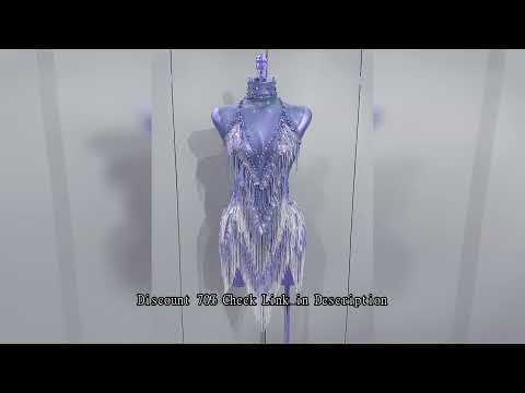 Stock 2025 Women Sexy Stretch Mesh Sparkly Rhinestone Tassels Mini Dress Nightclub Singer Dance Stag