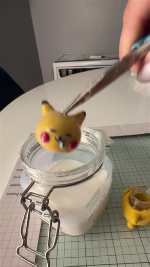 Pikachu Polymer Clay Charm Glazing time 🥹❤️ #polymerclay #pikachu #pokemon