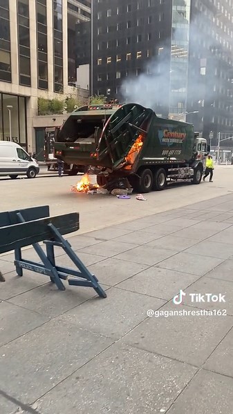 Epic Garbage Truck Fire in New York City