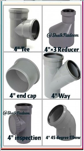 "4 inch PVC Pipe Fittings Complete Set (Tee, Reducer, End Cap, Way, Inspection, Elbow)"