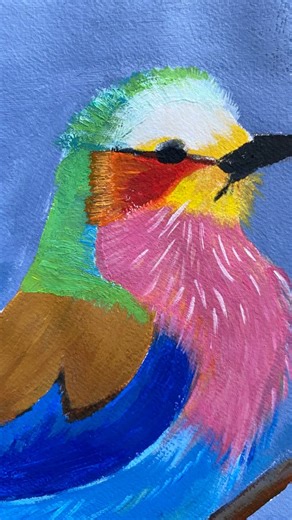 Easy acrylic painting colorful bird🐦🌈