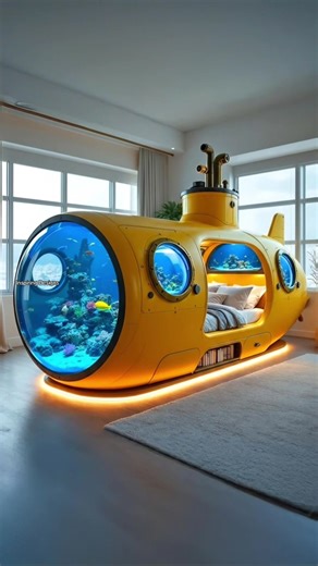Absolutely loving this submarine aquarium kids bed! 😱👏 #interiordesign