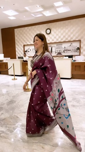 This lovely sari by @tanishqweddingsaree Thanks a lot dear ❤️ #color #Wine #paithanisaree #Indian #navaratrispecial #gift #❤️ | Deepali Sayed