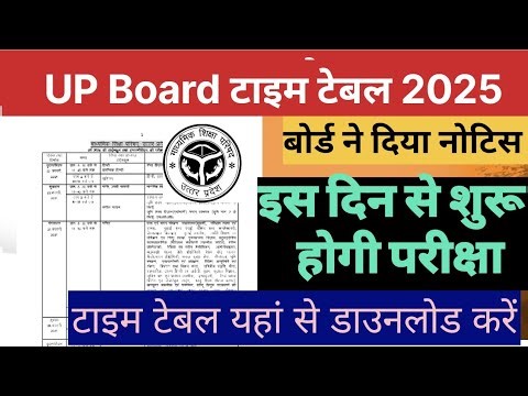 UP Board परीक्षा टाइम टेबल 2025/इस दिन से शुरू होगी परीक्षा 10th &12th