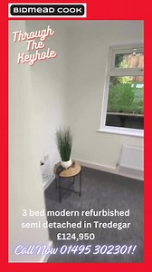 🎥 THROUGH THE KEYHOLE 🎥 📍Cefn Golau Take a look at this well-presented, three bedroom semi-detached property having modern kitchen and bathroom, living/dining room, front and rear gardens and an open outlook. Contact our Ebbw Vale branch to view ☎01495 302301 or 📧 ebbwvale@bidmeadcook.co.uk | Bidmead Cook