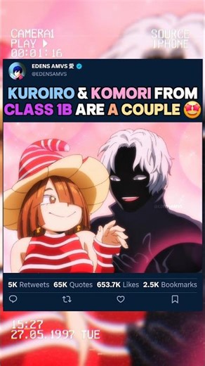 KUROIRO ET KOMORI DE LA CLASSE 1B SONT UN COUPLE 😱🤩 | #myheroacademia #edit #amv #mha #bnha