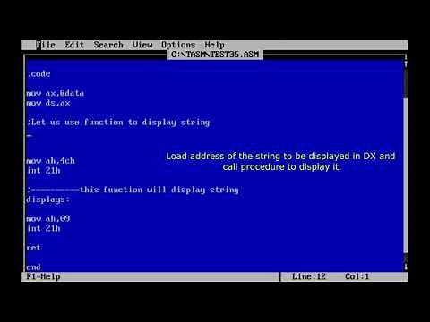 Assembly Program to display the string