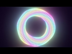 3D Neon Glowing Rainbow Holographic Wireframe Torus Ring Rotating 4K Video Effects HD Background