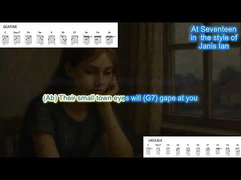 At Seventeen (no capo) in the style of Janis Ian play along with scrolling guitar chords and lyrics