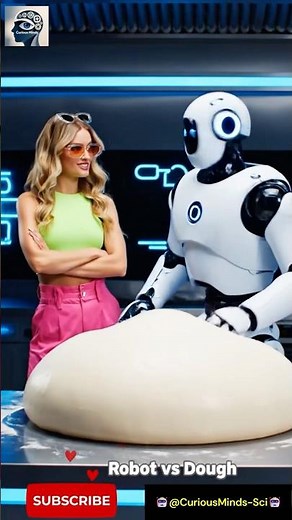 Robot Chef Pizza Dough Inflation Kitchen Crisis #RobotChef #veo3 #shortsfeed