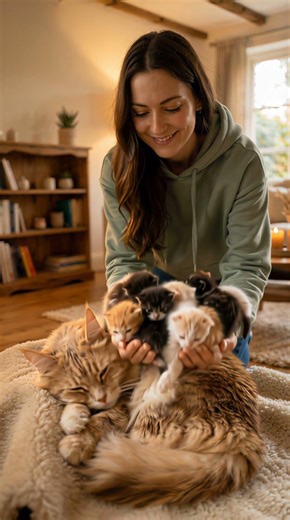 Mother Cat Reunited With Her 10 Newborn Kittens — Her Reaction Says Everything ❤️