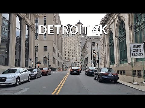 Driving Downtown - Detroit 4K - USA