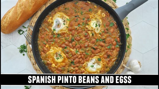 Spanish pinto beans and eggs | Healthy & delicious one-pan recipe