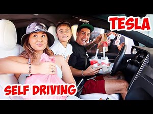 Letting Our Tesla DECIDE What We EAT For 24 Hours! (SELF DRIVE)