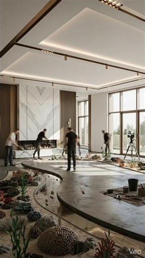 Aquarium Epoxy Floor Transformation in a Huge Living Room | 4K ASMR Timelapse #asmr #shorts