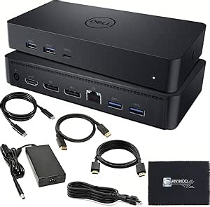 D6000 Dell Docking Station Dual Monitor - USB C Universal Dock with 130W Adapter, HDMI, DisplayPort, USB-C Cables - Supports 4K Display (Renewed)