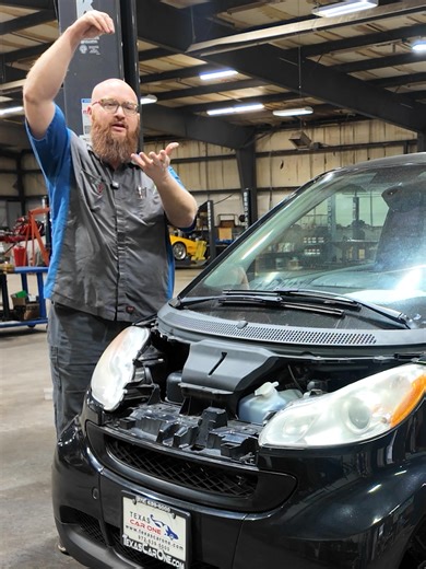 This Smart car looks very odd on this lift. Full video on my YT channel. #car #cars #carrepair #carrepairing #smartcar #smartfortwo