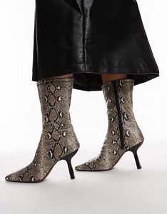 Topshop Piya high heeled ankle boots in snake print | ASOS