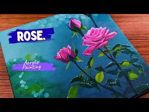 Winter Roses ❄️ Easy Acrylic Painting for Beginners | How to Paint Dewy Pink Flowers