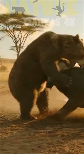 “Bear vs African Buffalo – Brutal Safari Showdown Caught on Camera!”