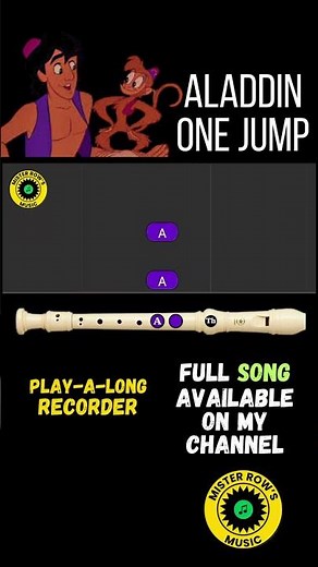 ALADDIN | One Jump | Notes G A B C D | Level 3 Recorder | Color-Coded Songs
