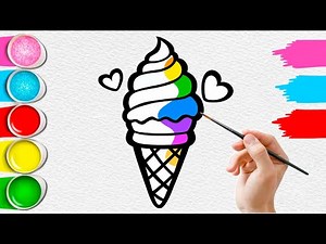 How to Draw a Rainbow Ice Cream 🎨– | Easy Drawing | Step-by-Step