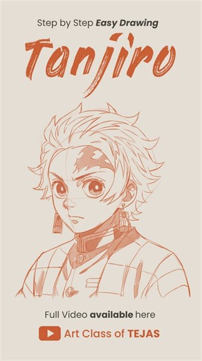 Check full tutorial of step by step easy Drawing of #tanjiro #artclassoftejas #animeshorts