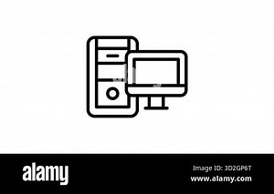 A modern line style animated icon of desktop computer