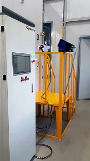 Automatic powder coating line for sheet metal parts with a chain speed of 5.5m/min.