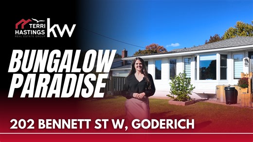 Terri Hastings Real Estate Group, KW on Instagram: "Welcome to 202 Bennett St. W. in beautiful Goderich’s West End — where comfort, style, and outdoor fun come together just steps from Lake Huron. 🌊✨ This charming bungalow offers cozy, inviting living inside and a backyard paradise outside — the perfect lifestyle blend for families, first-time buyers, or anyone craving that West End vibe. 📍 Close to schools, the lake, parks, and all the best Goderich amenities. 🎉 Your backyard oasis is waitin