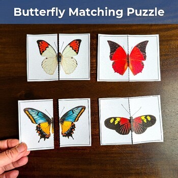 Spring Butterfly Matching Puzzle Game | Montessori Symmetry Printable Cards