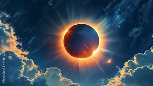 solar eclipse of sun and clouds