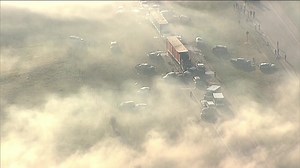 Smoke, fog contributes to vehicle pileup on Highway 14 east of Edmonton