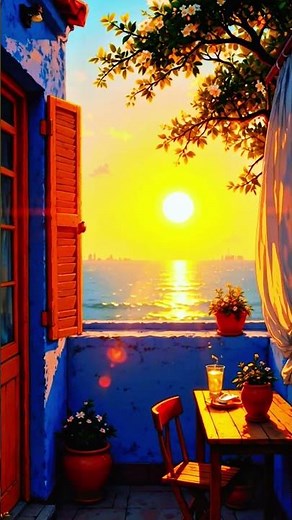 🌅☕😌 #animation #ai #cartoon #song #sunset #travel #sunrise #