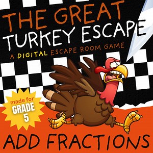 Thanksgiving Activities Math Grade 5 Adding Fractions Digital Escape Room