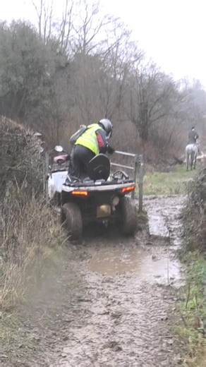 Pickwick Farm Lodge, Corsham Duke of Beaufort Hunt Thursday 15th Jan 2026 In torrential rain yesterday the Beaufort were found trying to hide in the valleys of the Hartham Park Shoot. With scant regard for their horses in the treacherous conditions, we first encountered them on Weavern Lane near Biddestone - a paltry looking field of about 6, navigating the slippery hilly rocky tracks around Collett’s Bottom Woods. Joined up with Cirencester Illegal Hunt Watch and just a couple of us on foot, we