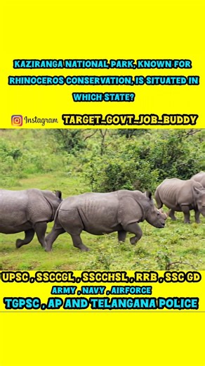 KAZIRANGA NATIONAL PARK, KNOWN FOR RHINOCEROS CONSERVATION, IS SITUATED IN WHICH STATE? #ytshorts