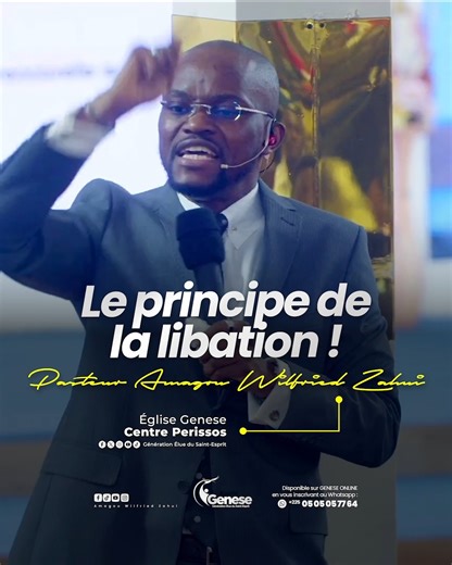 𝐋𝐞 𝐩𝐫𝐢𝐧𝐜𝐢𝐩𝐞 𝐝𝐞 𝐥𝐚 𝐥𝐢𝐛𝐚𝐭𝐢𝐨𝐧 ! ---------------------------------- ⭕️ Nous sommes disponible à nos jours de culte a ABIDJAN, CENTRE PERISSOS sise à Angre Nouveau CHU les: •⁠ ⁠Mercredi : 18h30 • Dimanches : 1er culte 07H30 | 2e culte 10H00 | 3e culte 14H00 | 4e culte 17H00 ⁠ ➡️Localisation GPS : ÉGLISE GENESE - CENTRE PERISSOS 0720000051 ➡️Localisation : https://g.co/kgs/LCgshUw ⭕️ si vous êtes hors d'abidjan, nos cultes sont disponible en direct sur ZOOM pour les membres de GE
