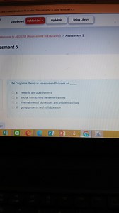 The Cognitive theory in assessment focuses on __.a. rewards an... | Filo
