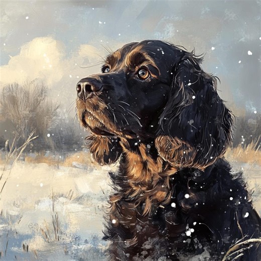 Working Cocker Spaniel Winter Art | Digital Download Pet Portrait - Etsy UK