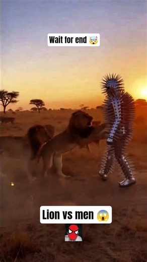 lion vs men 😱🤯 #youtube #youtubeshorts #anime #lion #shorts